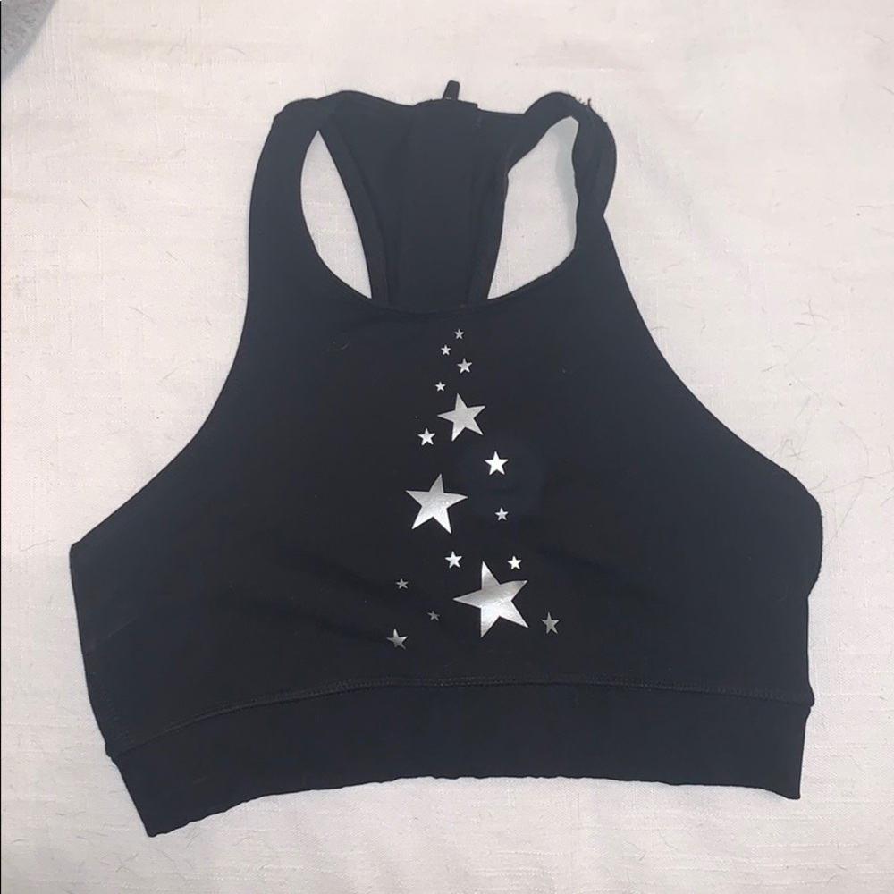 Star Detailed Black sports bra